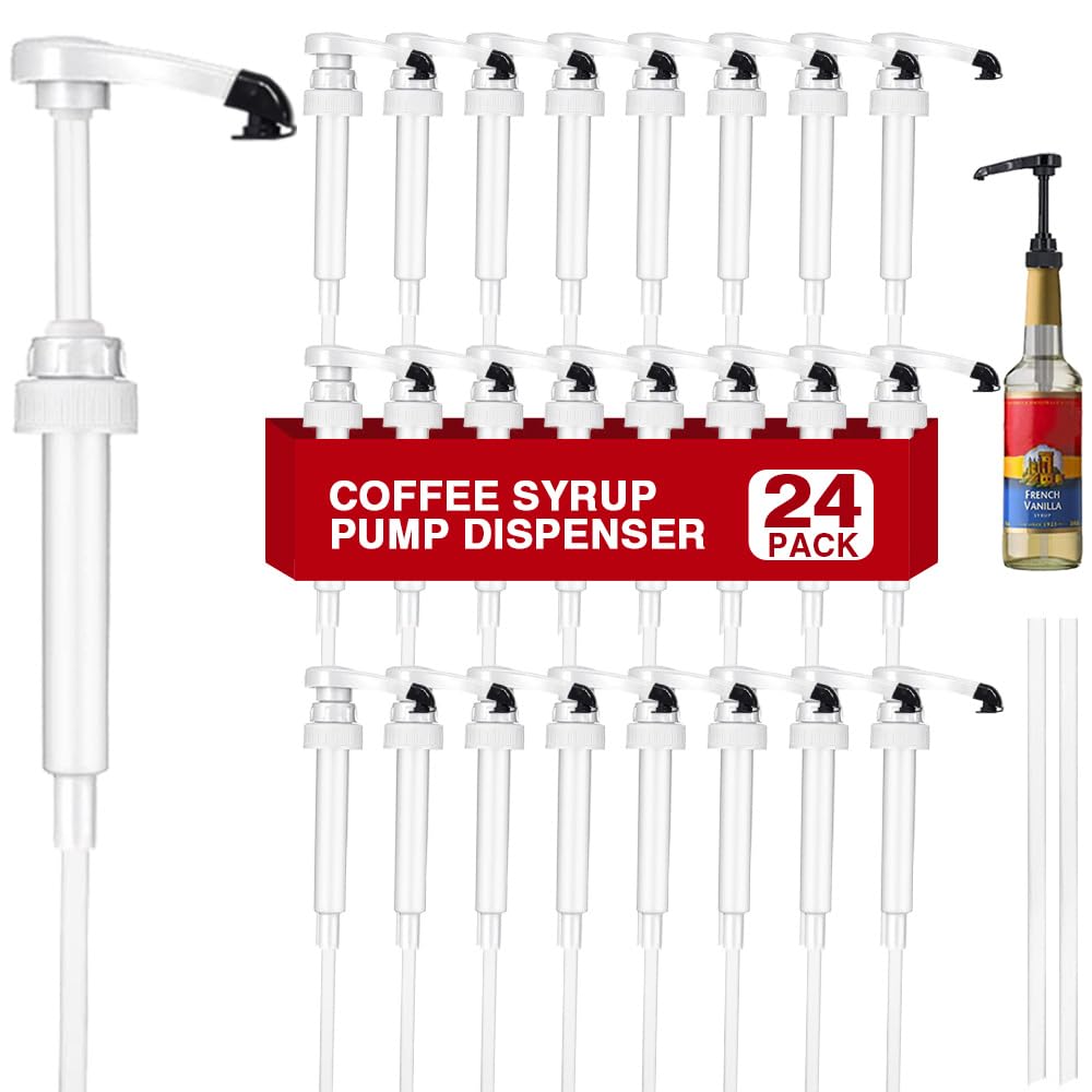 8 pcs Leak Proof Syrup Pumps with Cap, Fits 25.4 Oz/750ml Bottles