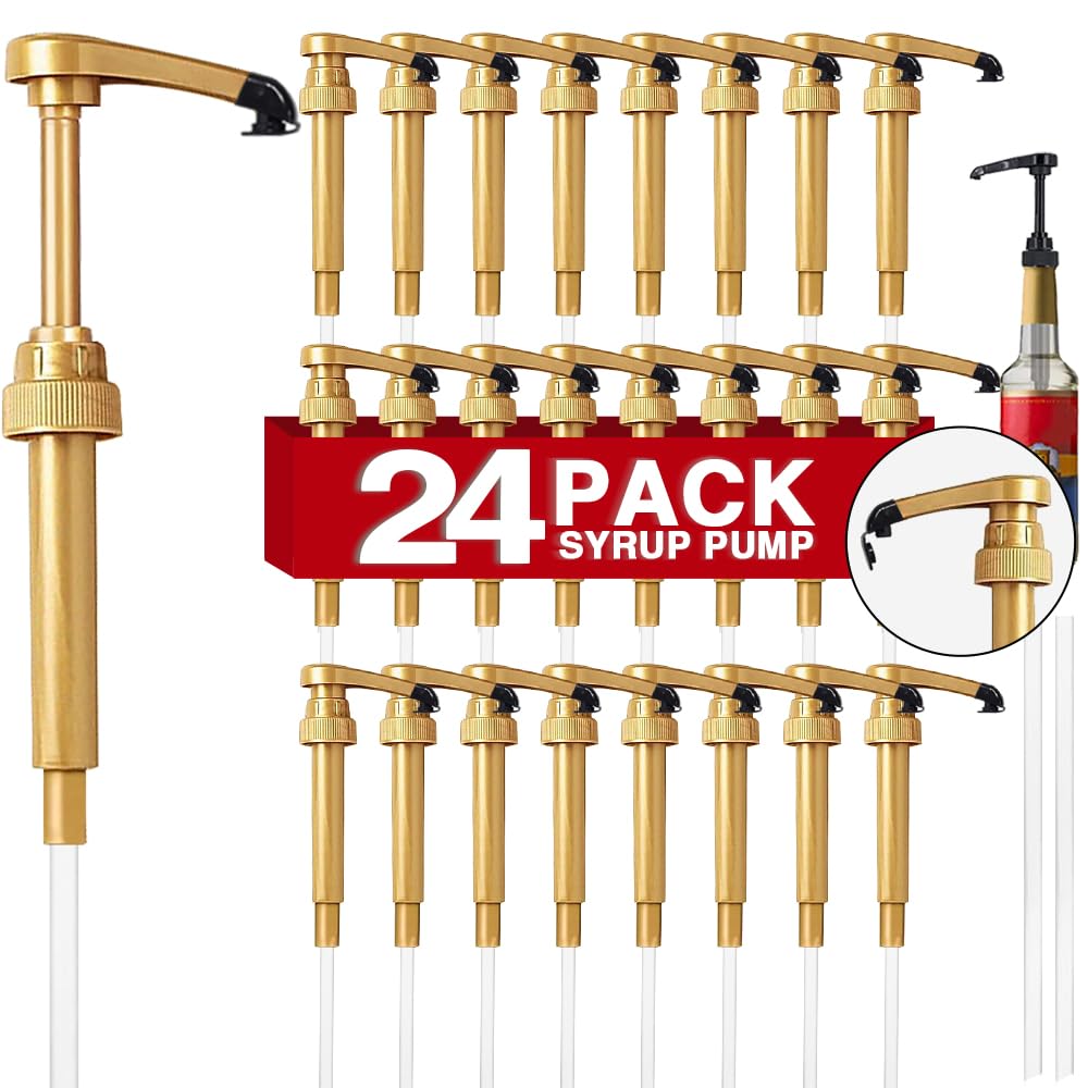 8 pcs Leak Proof Syrup Pumps with Cap, Fits 25.4 Oz/750ml Bottles