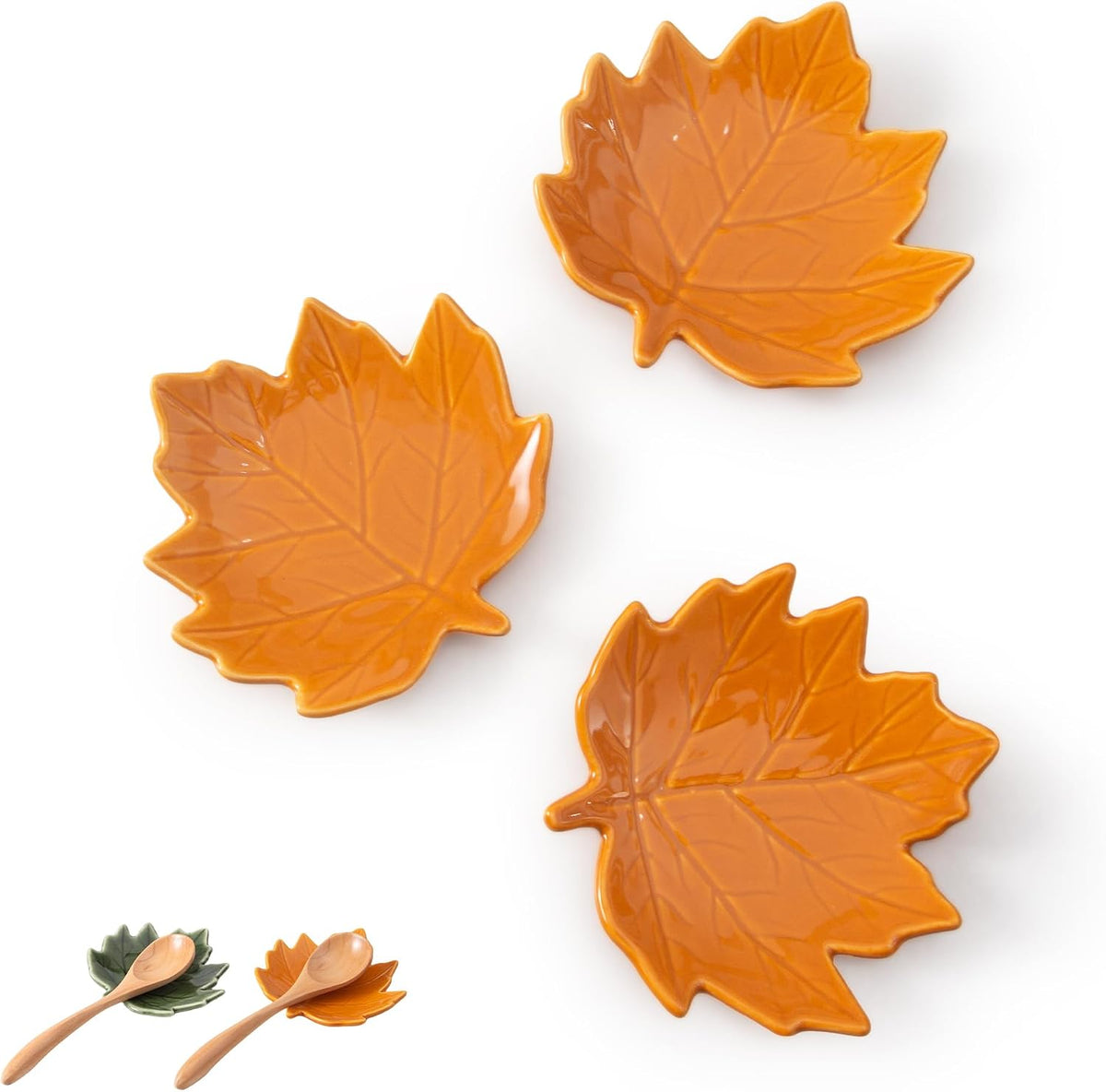 Maple Leaf Coffee Spoon Rest, Orange, Set of 3