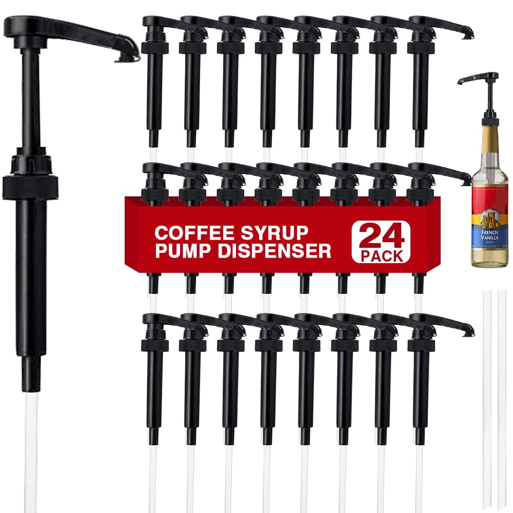 8 pcs Leak Proof Syrup Pumps with Cap, Fits 25.4 Oz/750ml Bottles
