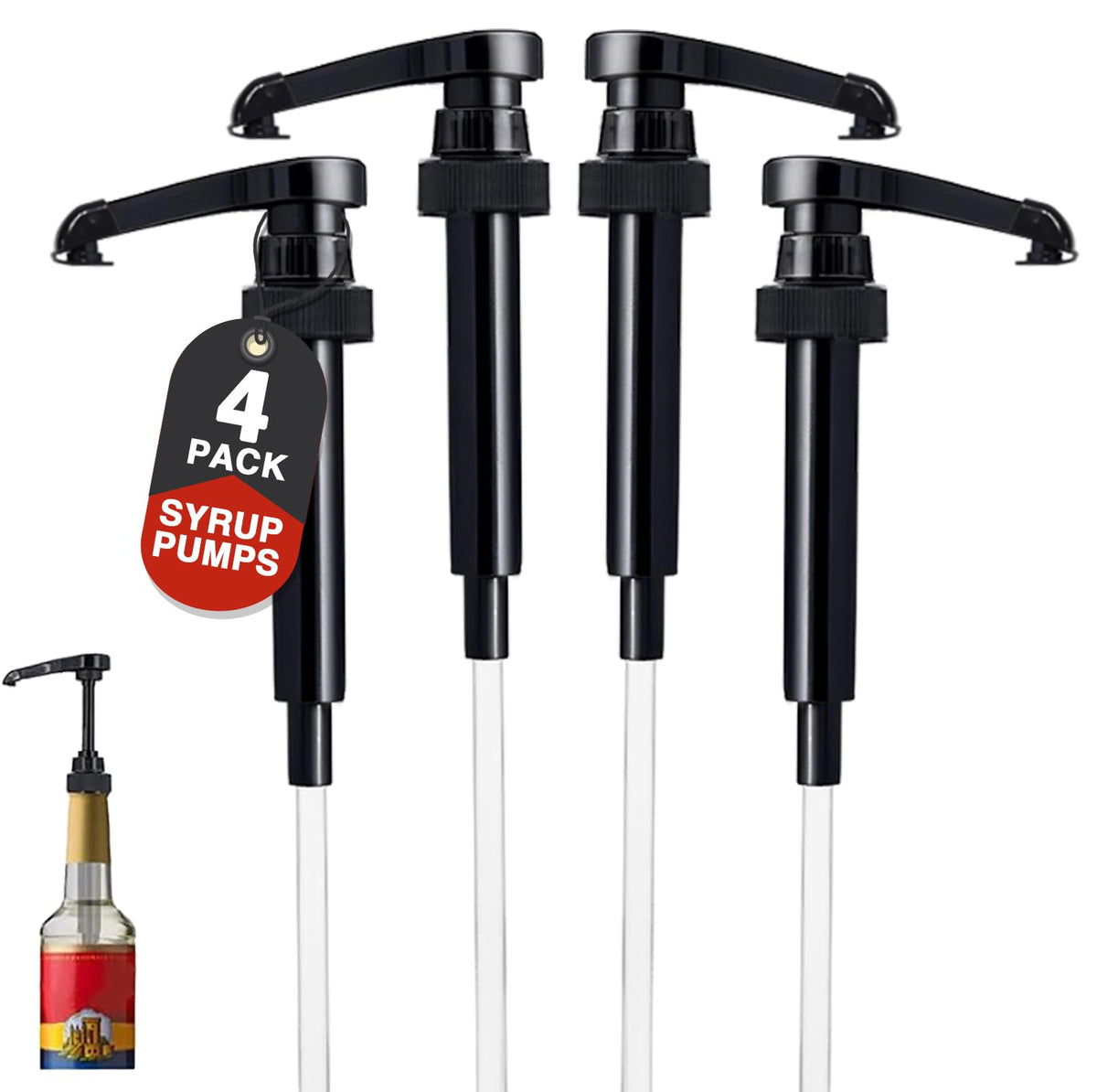 8 pcs Leak Proof Syrup Pumps with Cap, Fits 25.4 Oz/750ml Bottles