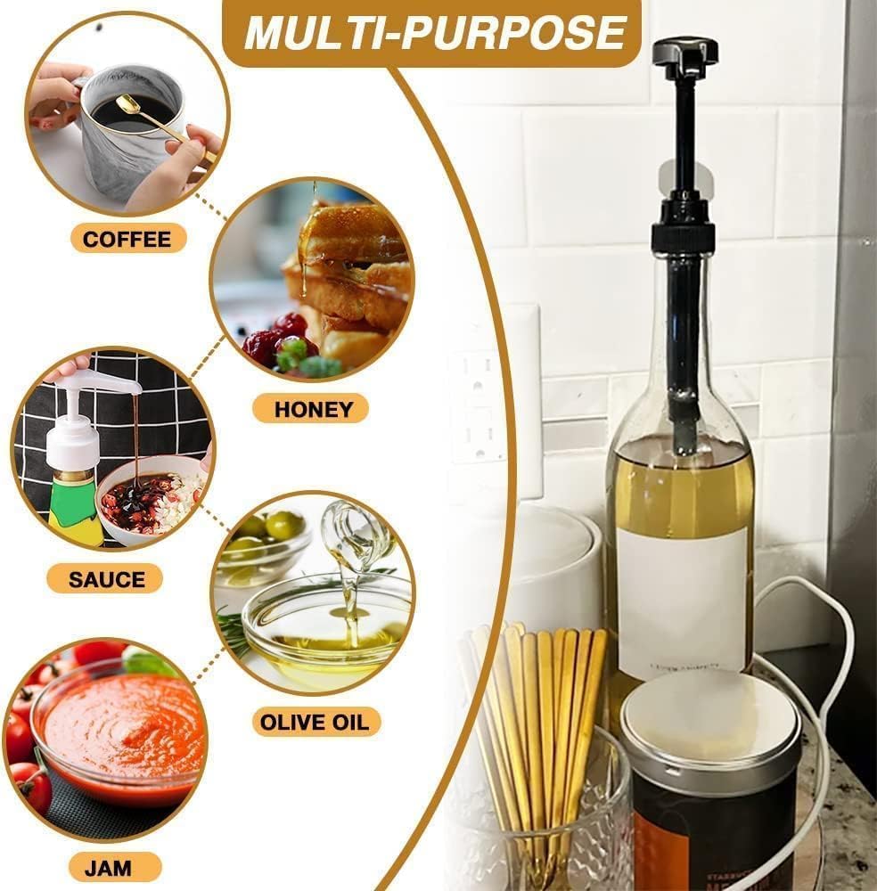 8 pcs Leak Proof Syrup Pumps with Cap, Fits 25.4 Oz/750ml Bottles