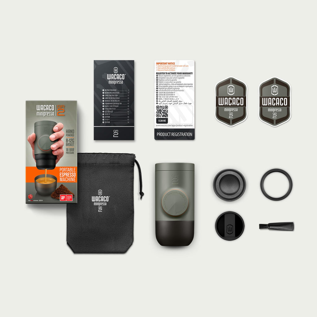 Wacaco Minipresso GR, Portable Espresso Machine, Compatible Ground Coffee, Hand Coffee Maker, Travel Gadgets, Manually Operated, Perfect for Camping, Hiking