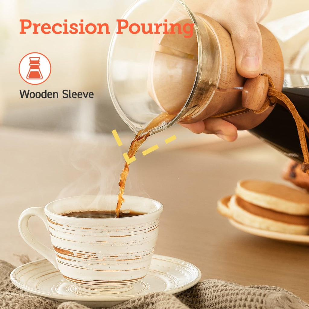 Cosori Pour Over Coffee Maker, Double Layer Stainless Steel Filter, 8cup