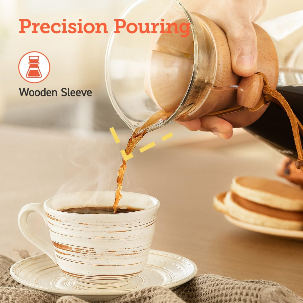 Cosori Pour Over Coffee Maker, Double Layer Stainless Steel Filter, 8cup