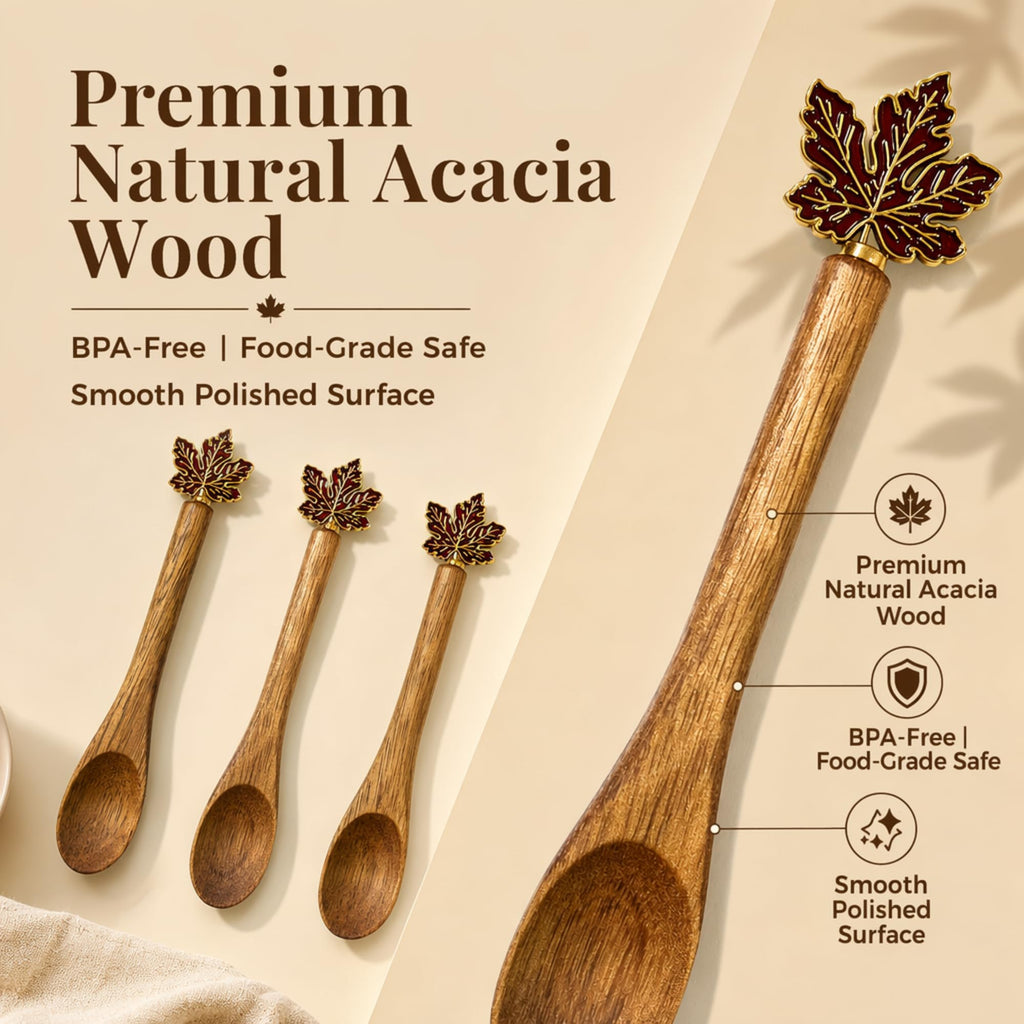 4PCS Acacia Wooden Coffee Spoons, 5.1 Inch Mini Teaspoons