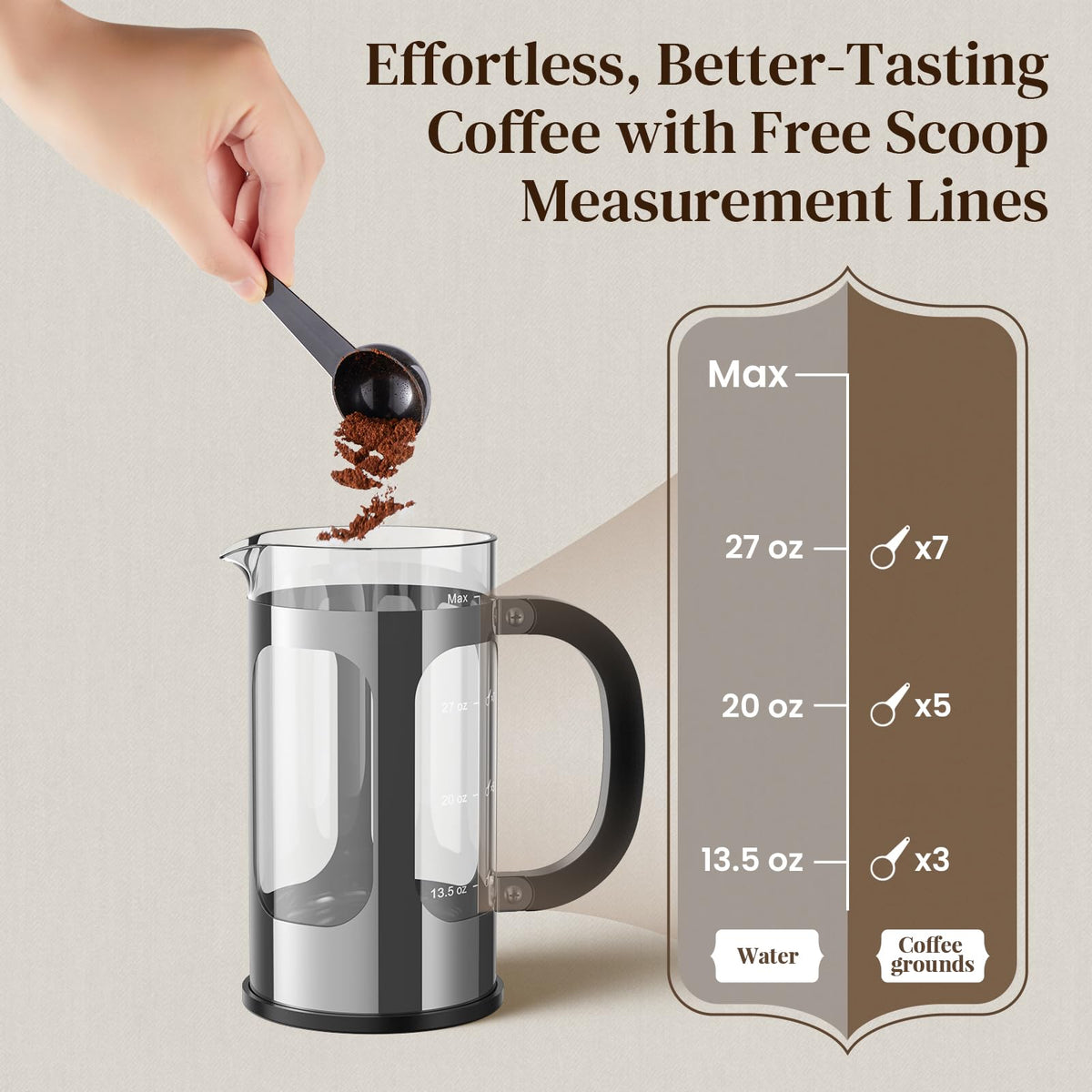 Veken 34oz French Press Coffee Maker, No Plastic Touching Cafe,1 L Cafetera
