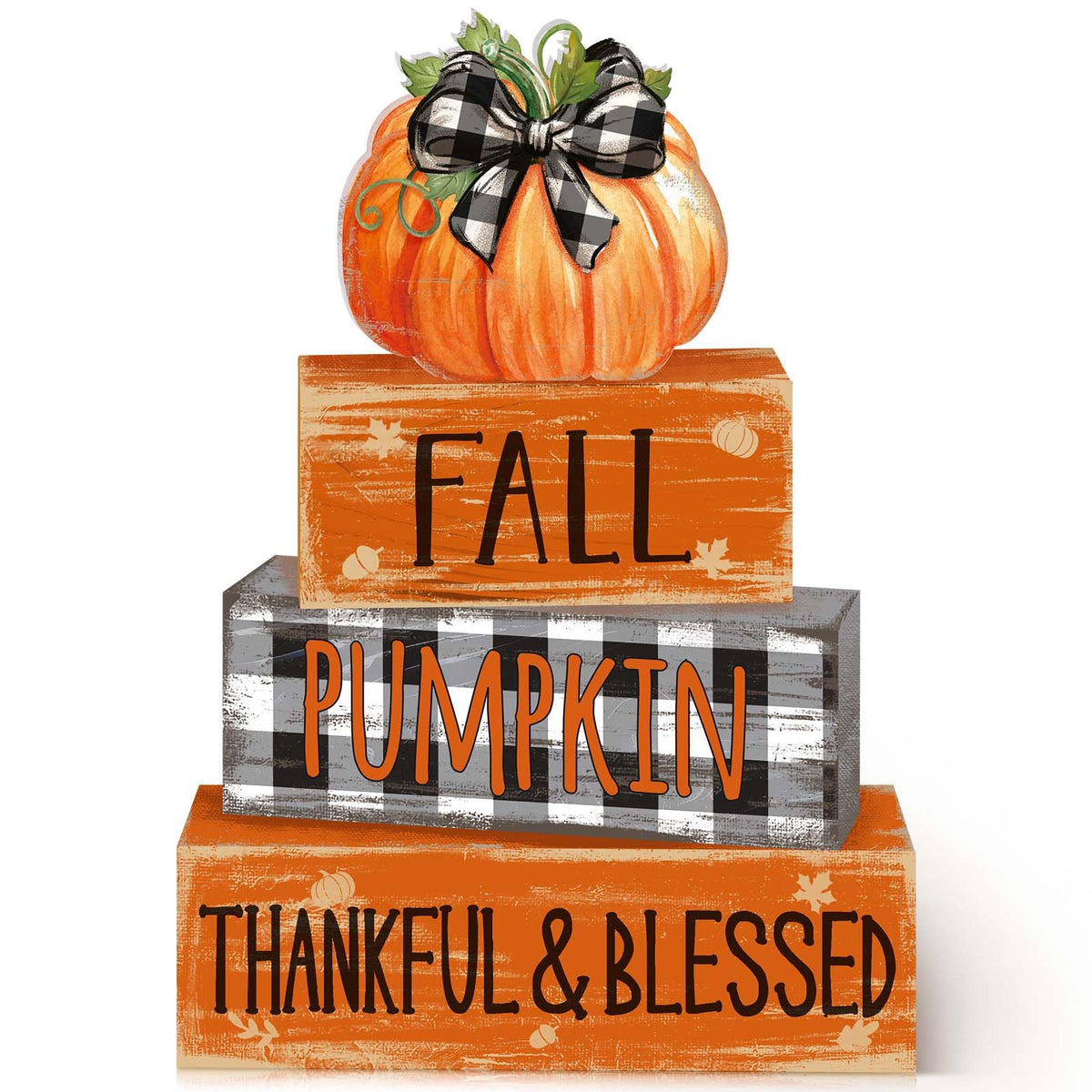 4 Pcs Fall Decor for Home Hello Fall Wooden Signs with Ice Cream Cup