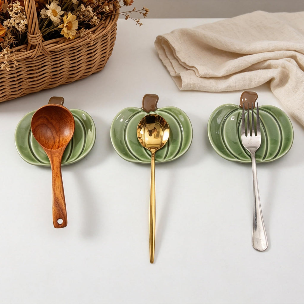 Maple Leaf Coffee Spoon Rest, Orange, Set of 3