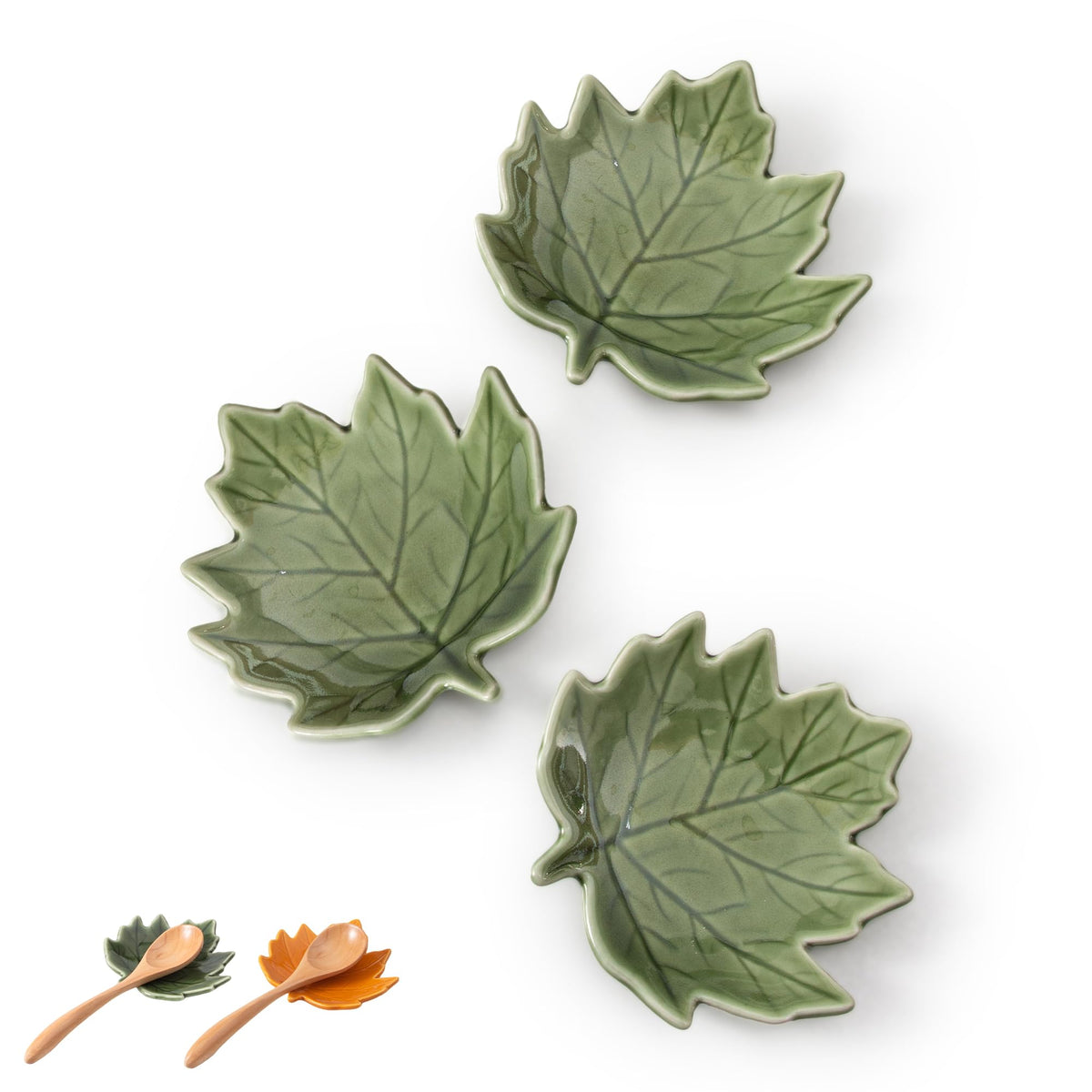 Maple Leaf Coffee Spoon Rest, Orange, Set of 3