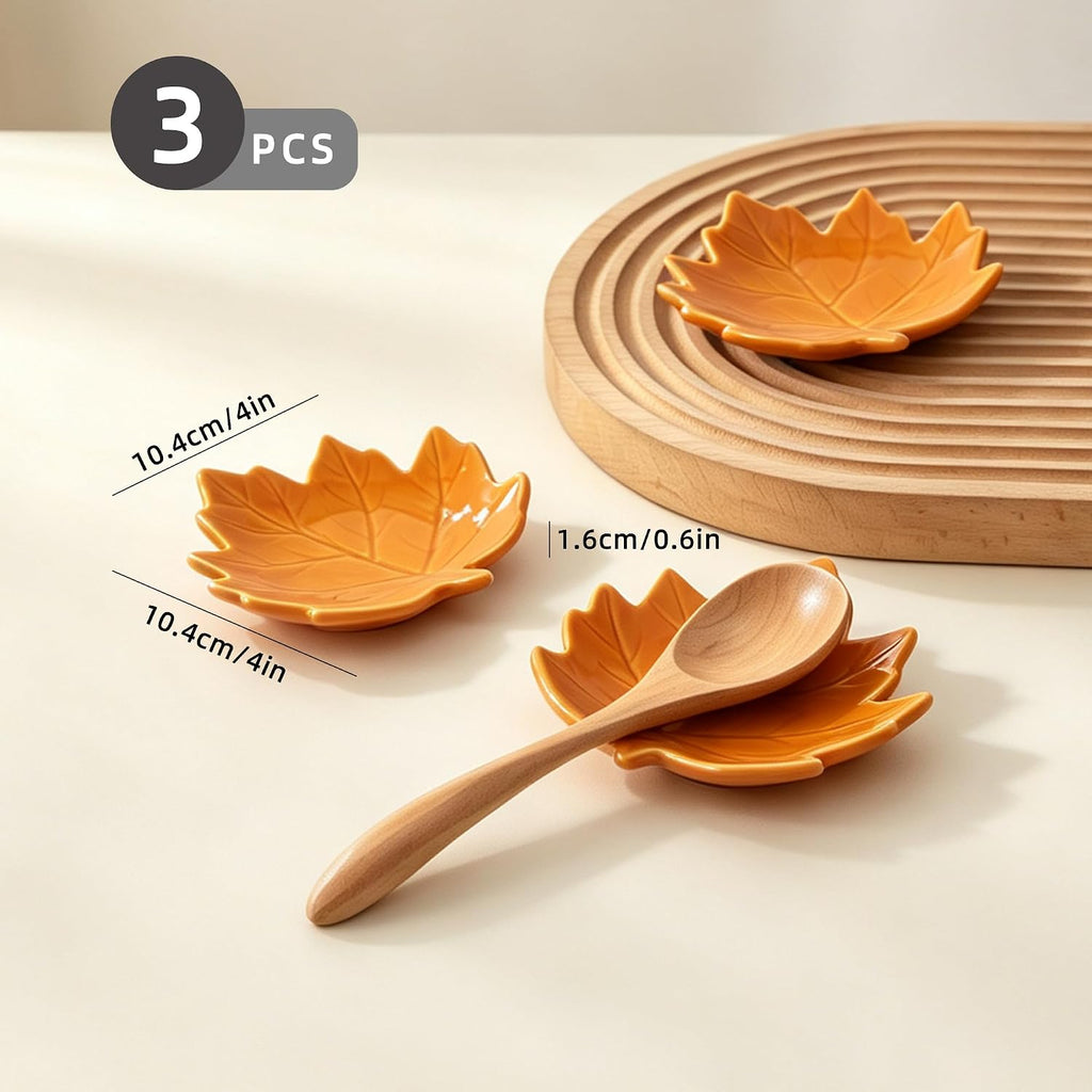 Maple Leaf Coffee Spoon Rest, Orange, Set of 3