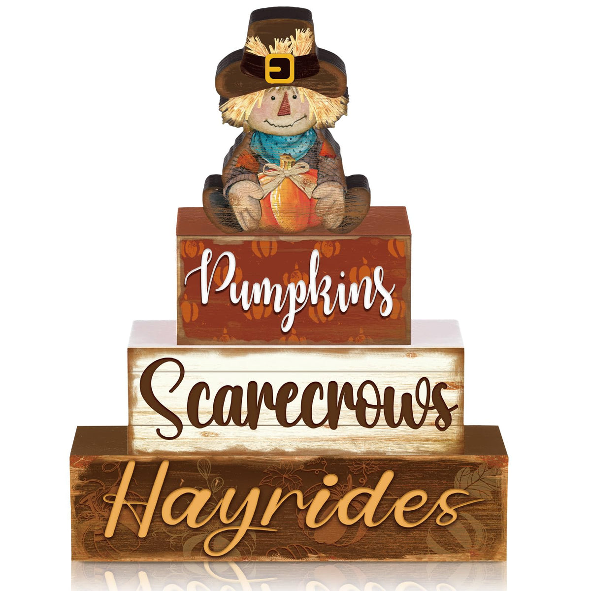 4 Pcs Fall Decor for Home Hello Fall Wooden Signs with Ice Cream Cup