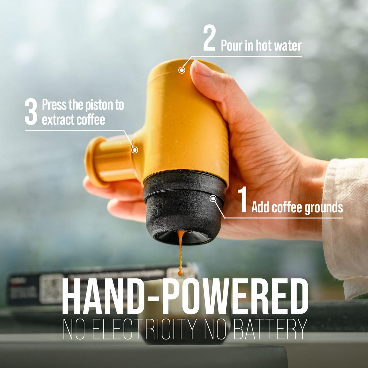 Wacaco Minipresso GR, Portable Espresso Machine, Compatible Ground Coffee, Hand Coffee Maker, Travel Gadgets, Manually Operated, Perfect for Camping, Hiking