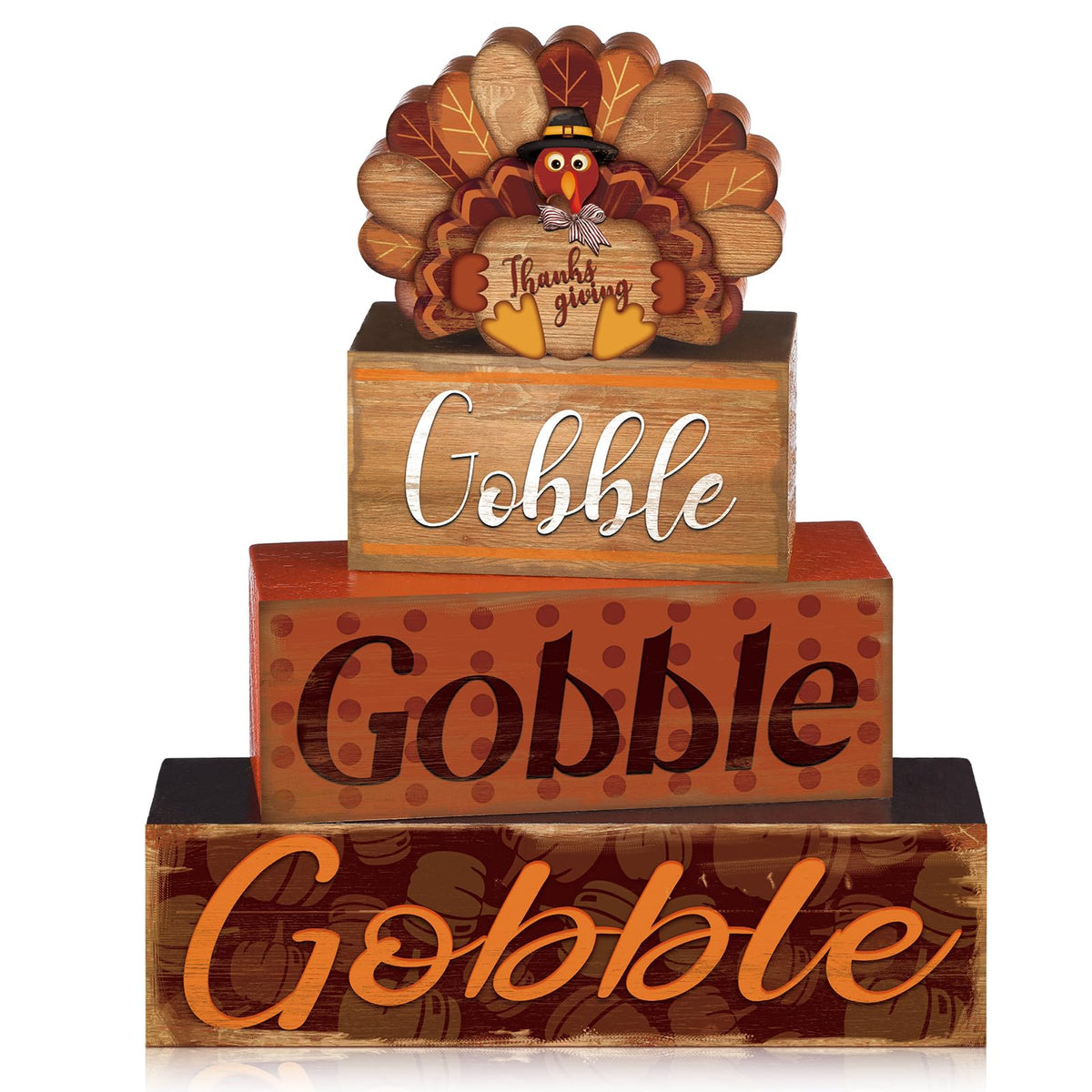 4 Pcs Fall Decor for Home Hello Fall Wooden Signs with Ice Cream Cup