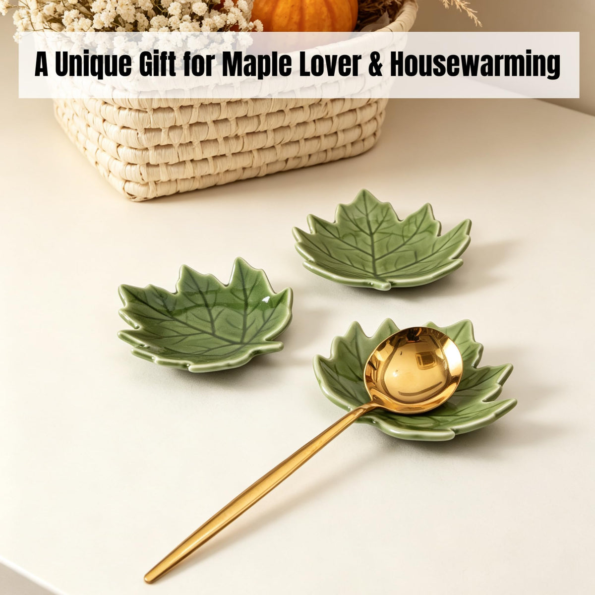 Maple Leaf Coffee Spoon Rest, Orange, Set of 3