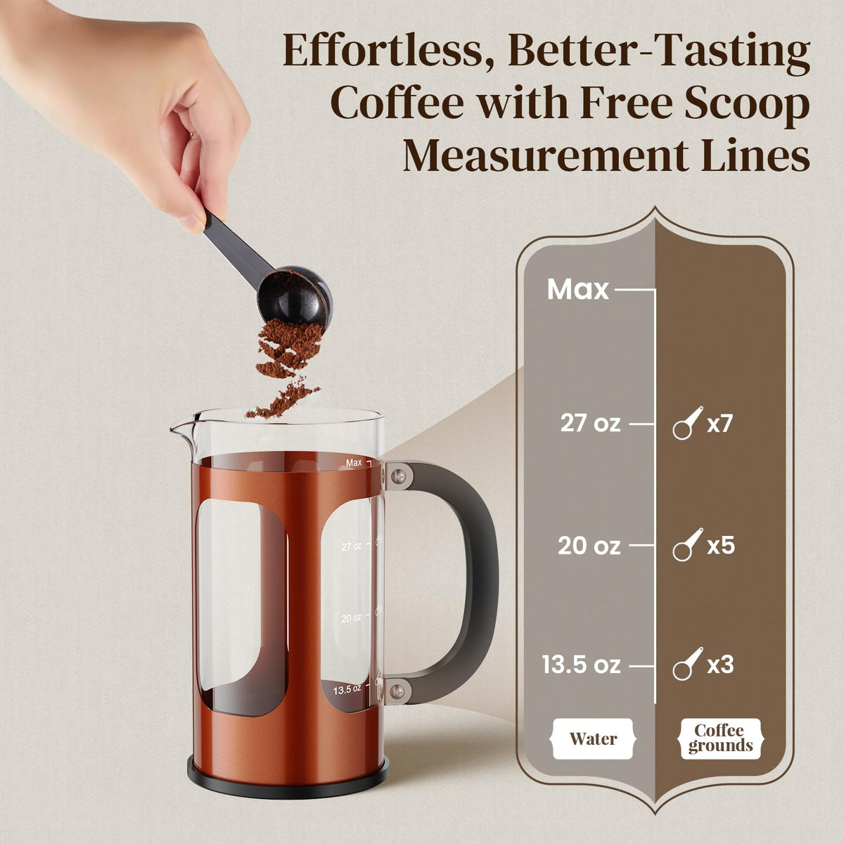 Veken 34oz French Press Coffee Maker, No Plastic Touching Cafe,1 L Cafetera