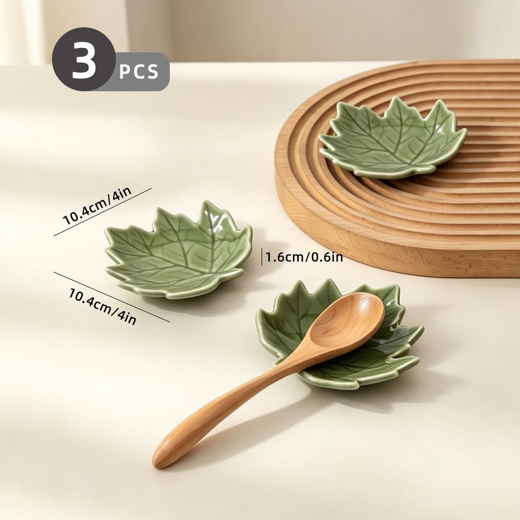 Maple Leaf Coffee Spoon Rest, Orange, Set of 3