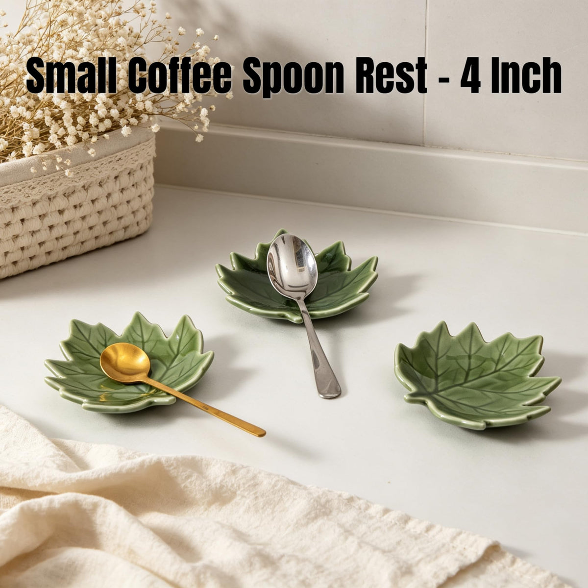 Maple Leaf Coffee Spoon Rest, Orange, Set of 3