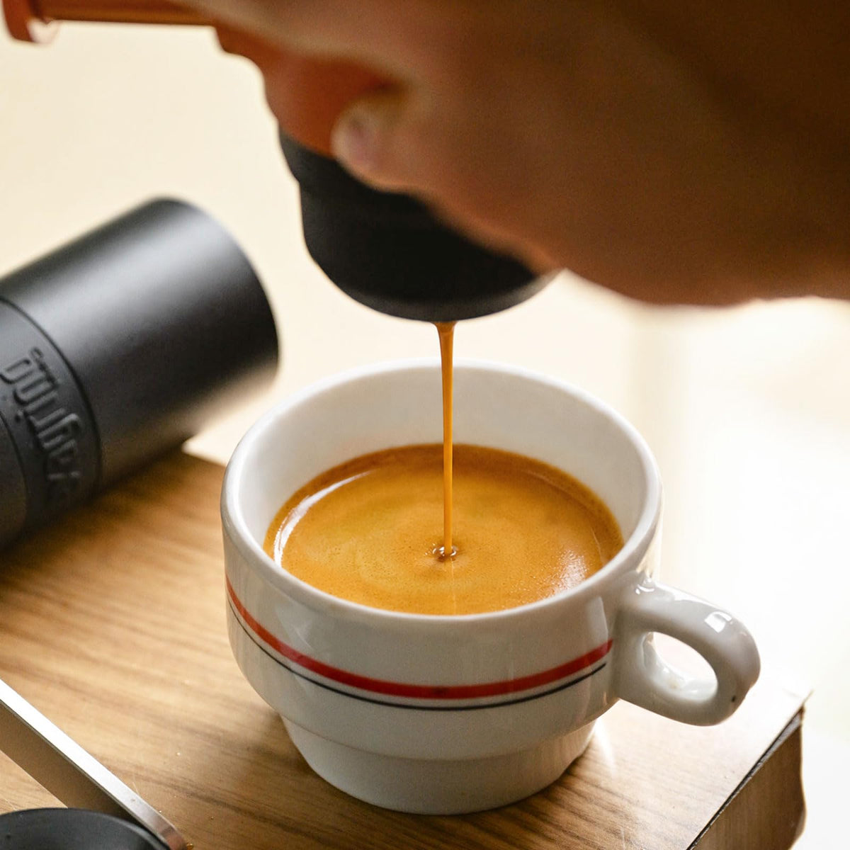 Wacaco Minipresso GR, Portable Espresso Machine, Compatible Ground Coffee, Hand Coffee Maker, Travel Gadgets, Manually Operated, Perfect for Camping, Hiking