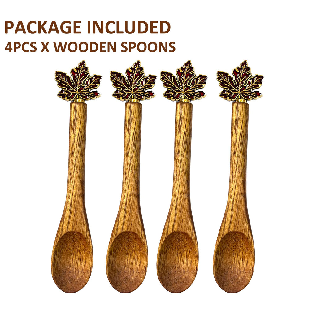 4PCS Acacia Wooden Coffee Spoons, 5.1 Inch Mini Teaspoons
