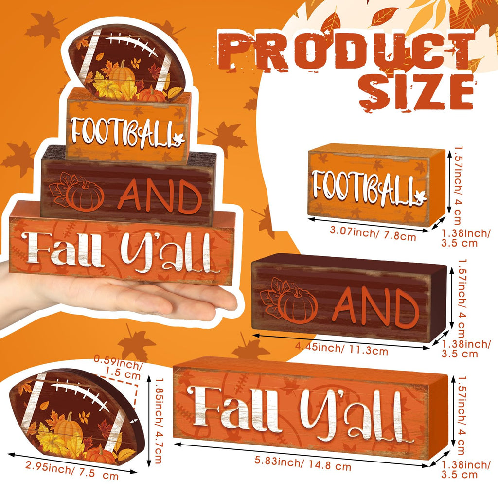 4 Pcs Fall Decor for Home Hello Fall Wooden Signs with Ice Cream Cup