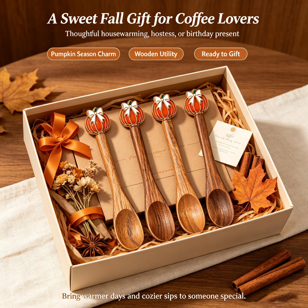 4PCS Acacia Wooden Coffee Spoons, 5.1 Inch Mini Teaspoons