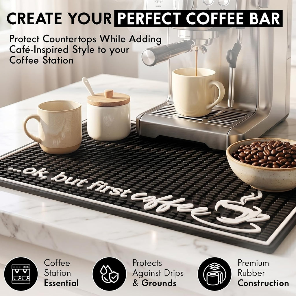 Coffee Bar Mat, Ok But First - Coffee Bar Accessories, Countertop, 18x12