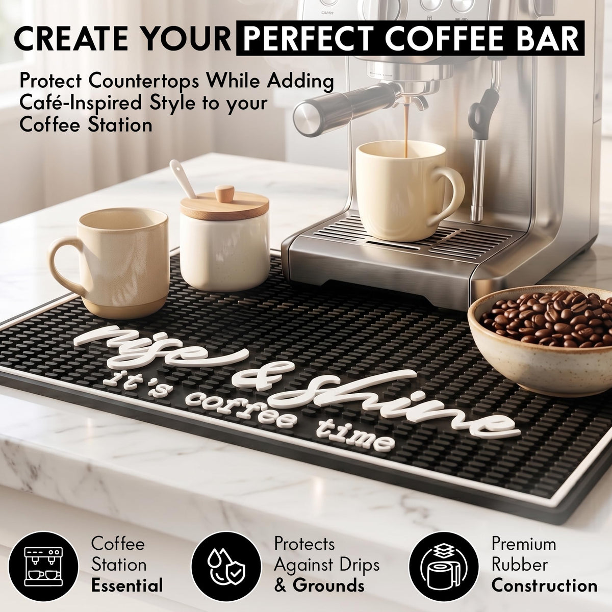 Coffee Bar Mat, Ok But First - Coffee Bar Accessories, Countertop, 18x12