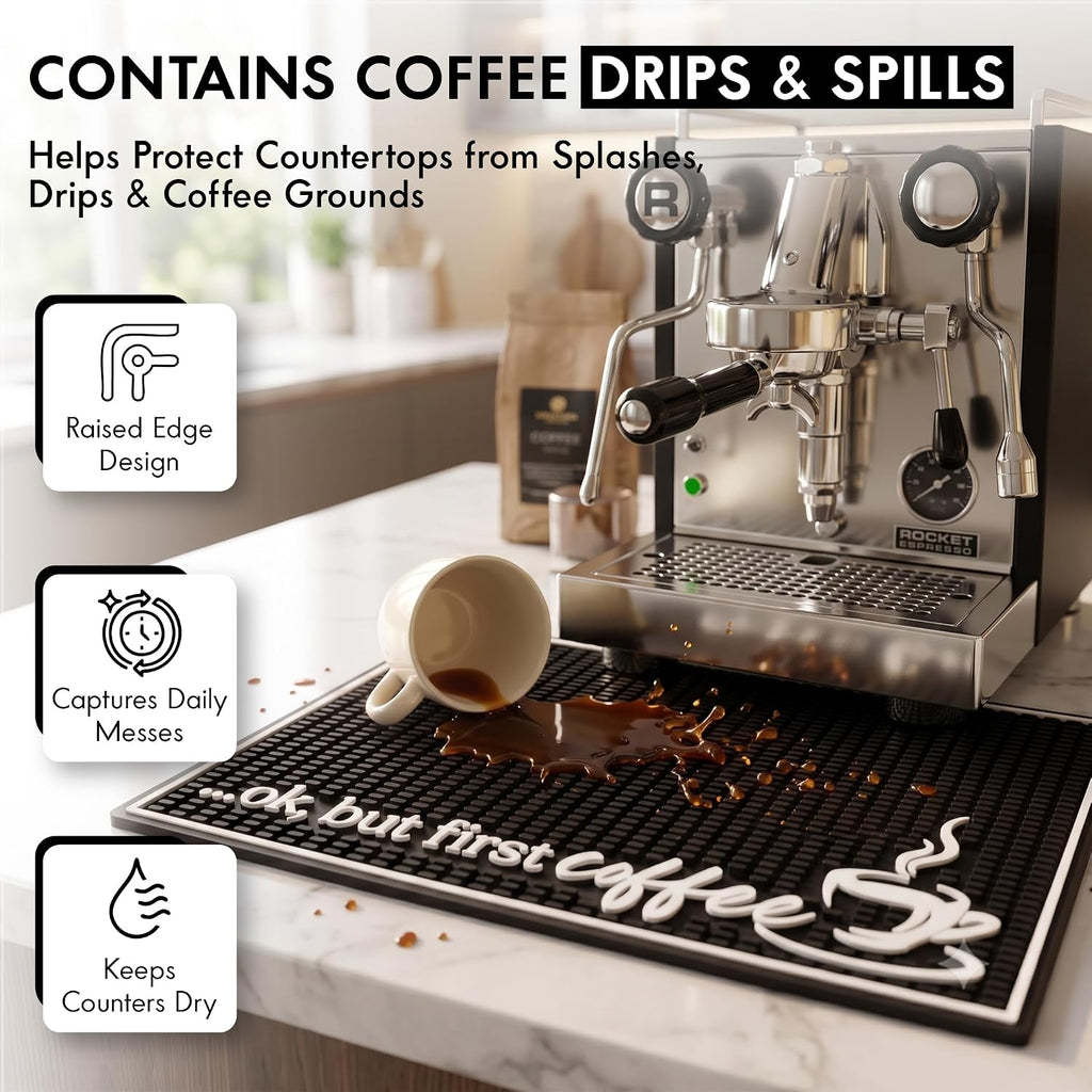 Coffee Bar Mat, Ok But First - Coffee Bar Accessories, Countertop, 18x12