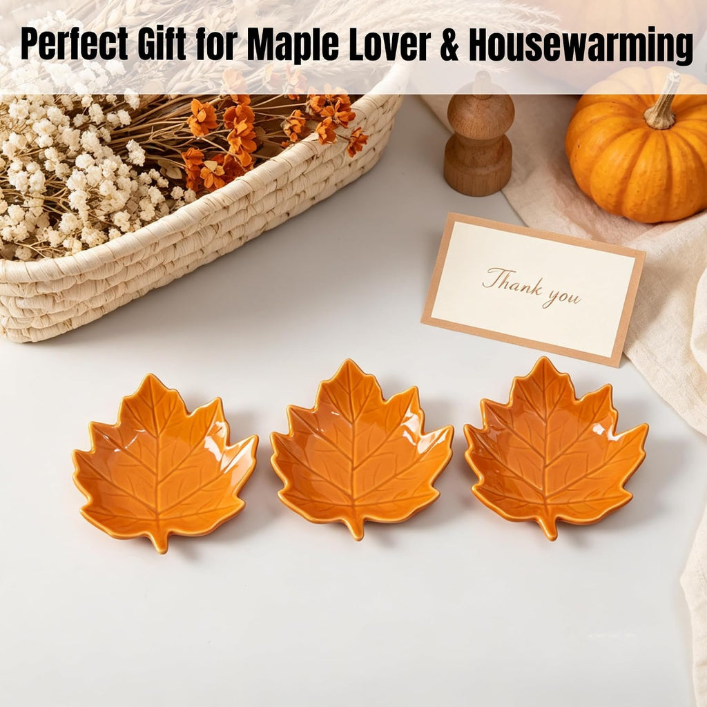Maple Leaf Coffee Spoon Rest, Orange, Set of 3