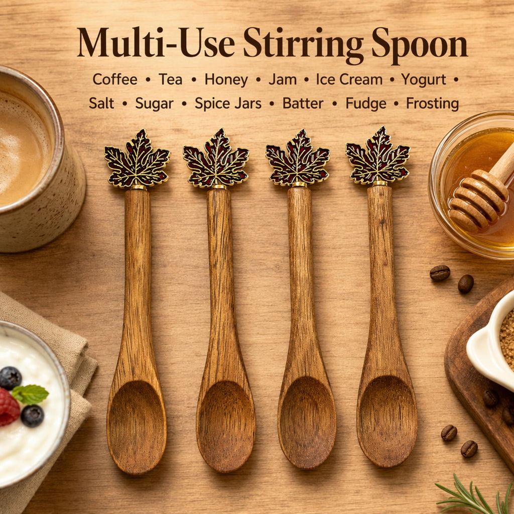 4PCS Acacia Wooden Coffee Spoons, 5.1 Inch Mini Teaspoons