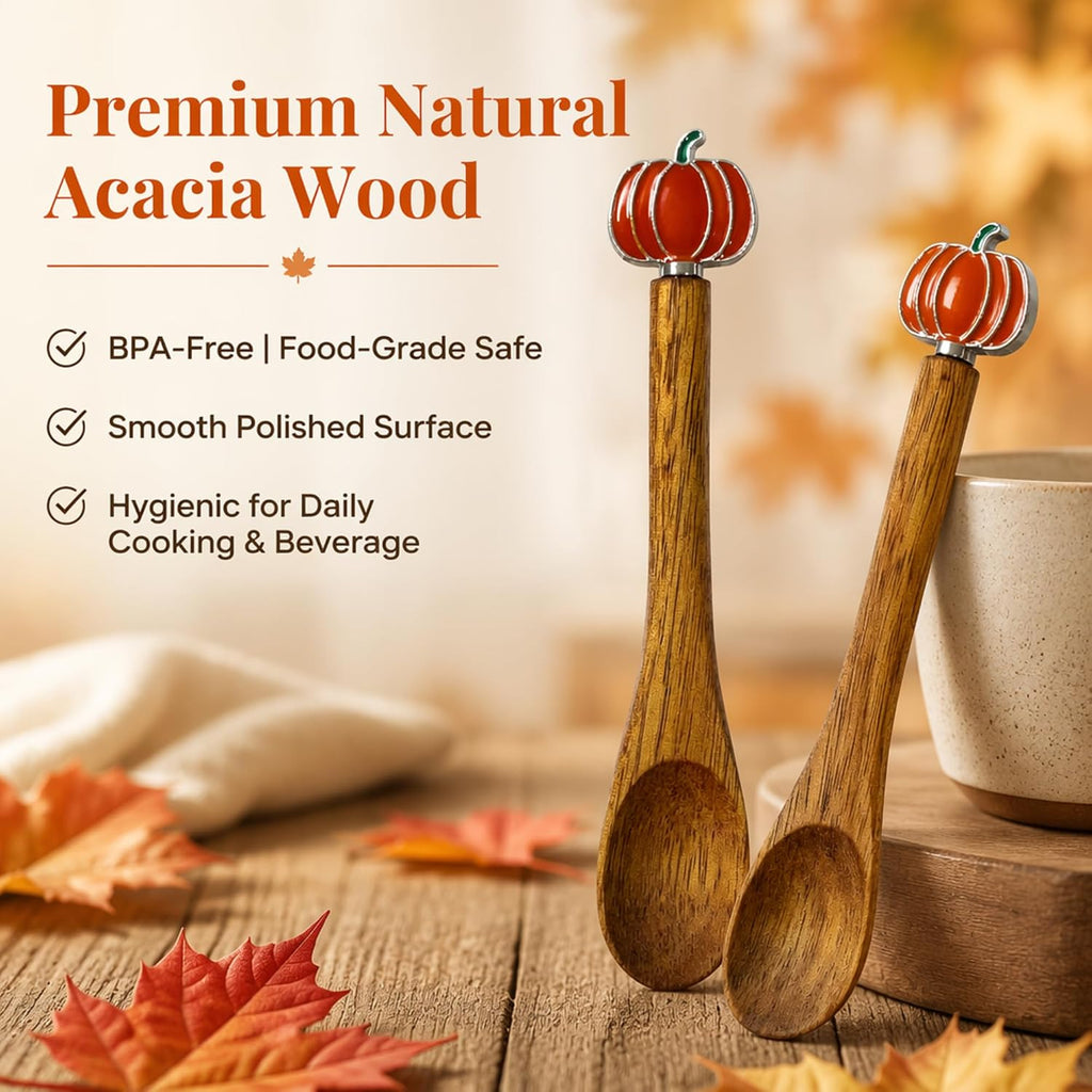 4PCS Acacia Wooden Coffee Spoons, 5.1 Inch Mini Teaspoons