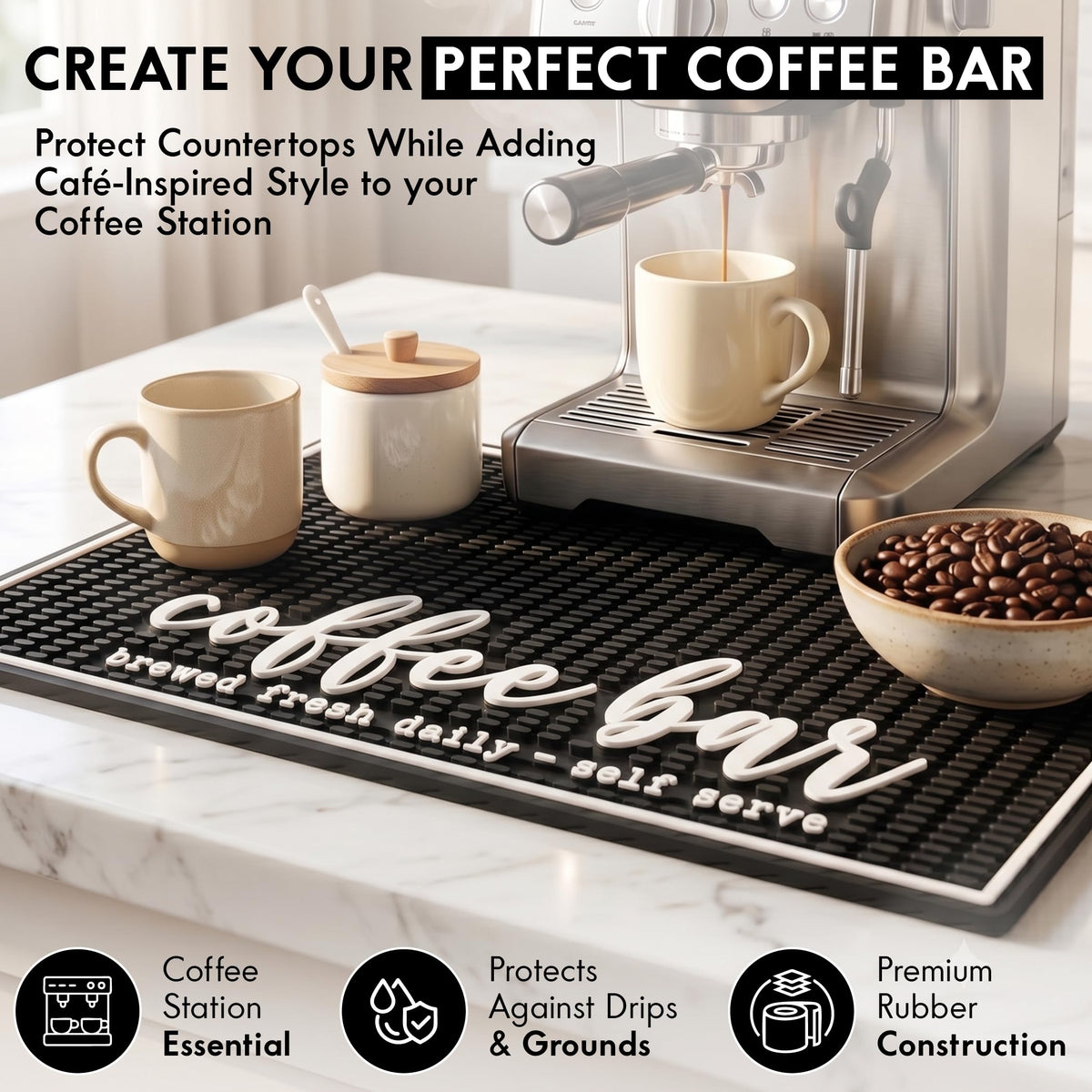 Coffee Bar Mat, Ok But First - Coffee Bar Accessories, Countertop, 18x12