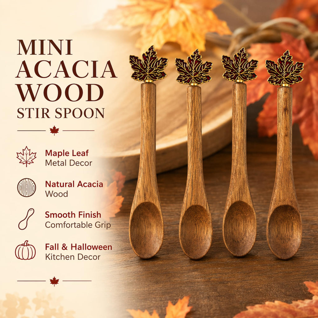 4PCS Acacia Wooden Coffee Spoons, 5.1 Inch Mini Teaspoons