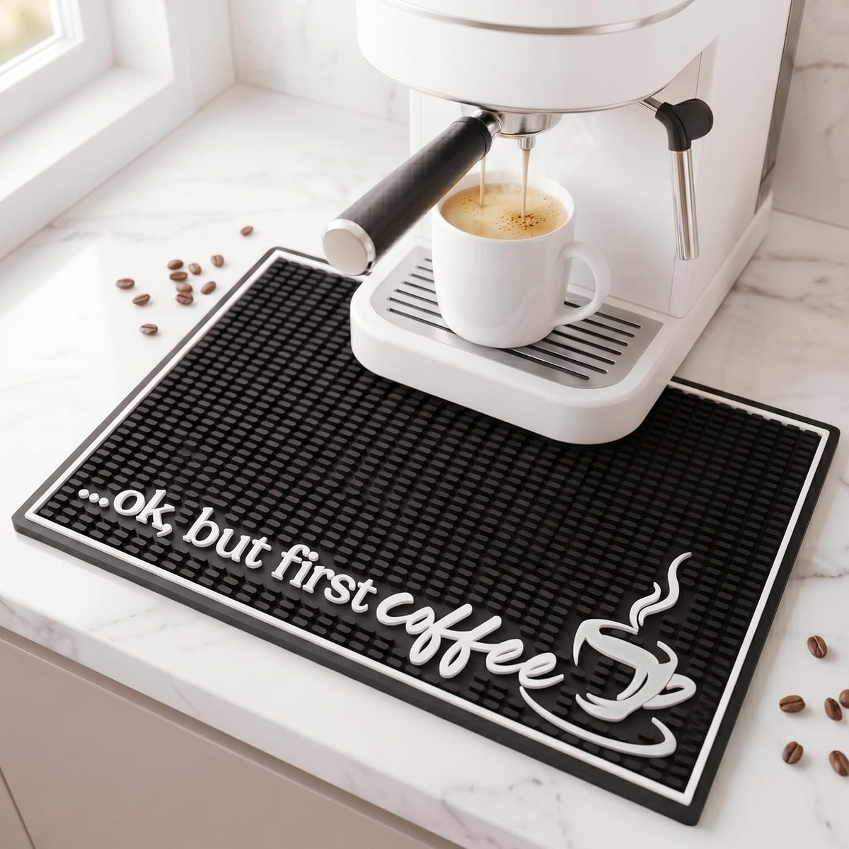 Coffee Bar Mat, Ok But First - Coffee Bar Accessories, Countertop, 18x12