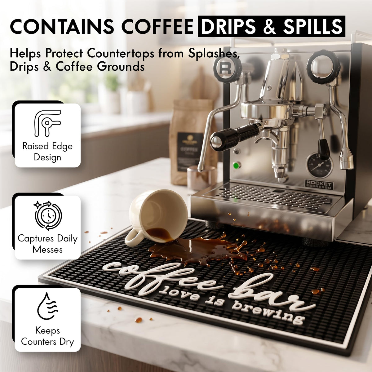 Coffee Bar Mat, Ok But First - Coffee Bar Accessories, Countertop, 18x12