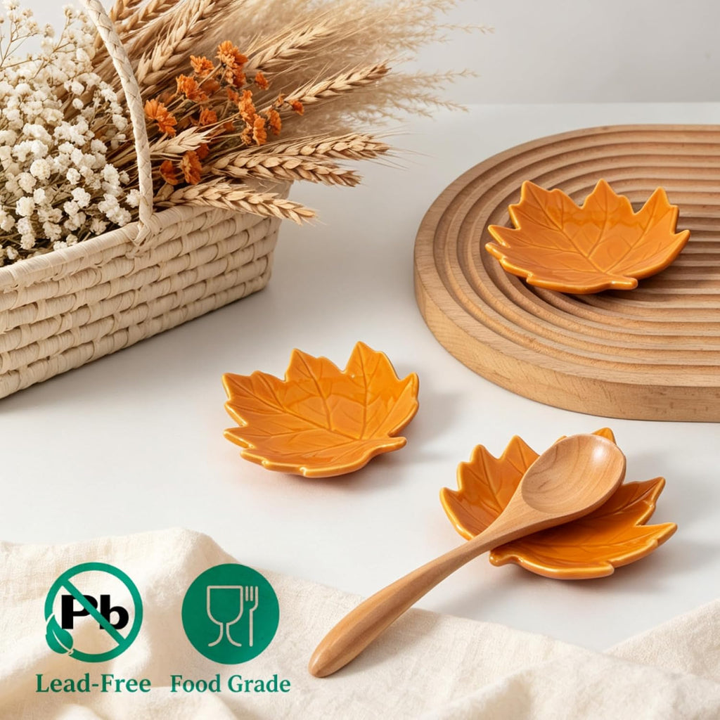 Maple Leaf Coffee Spoon Rest, Orange, Set of 3