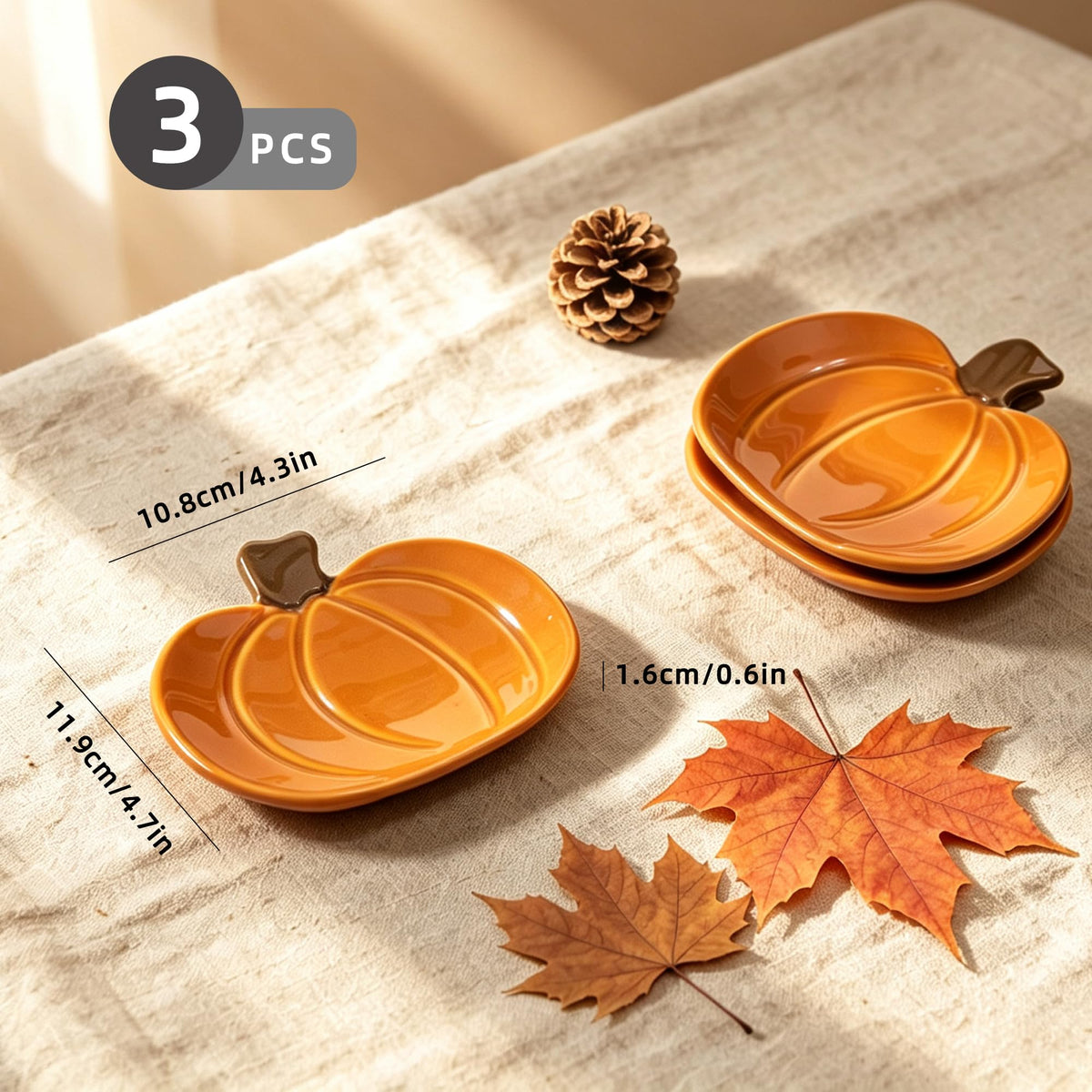 Maple Leaf Coffee Spoon Rest, Orange, Set of 3