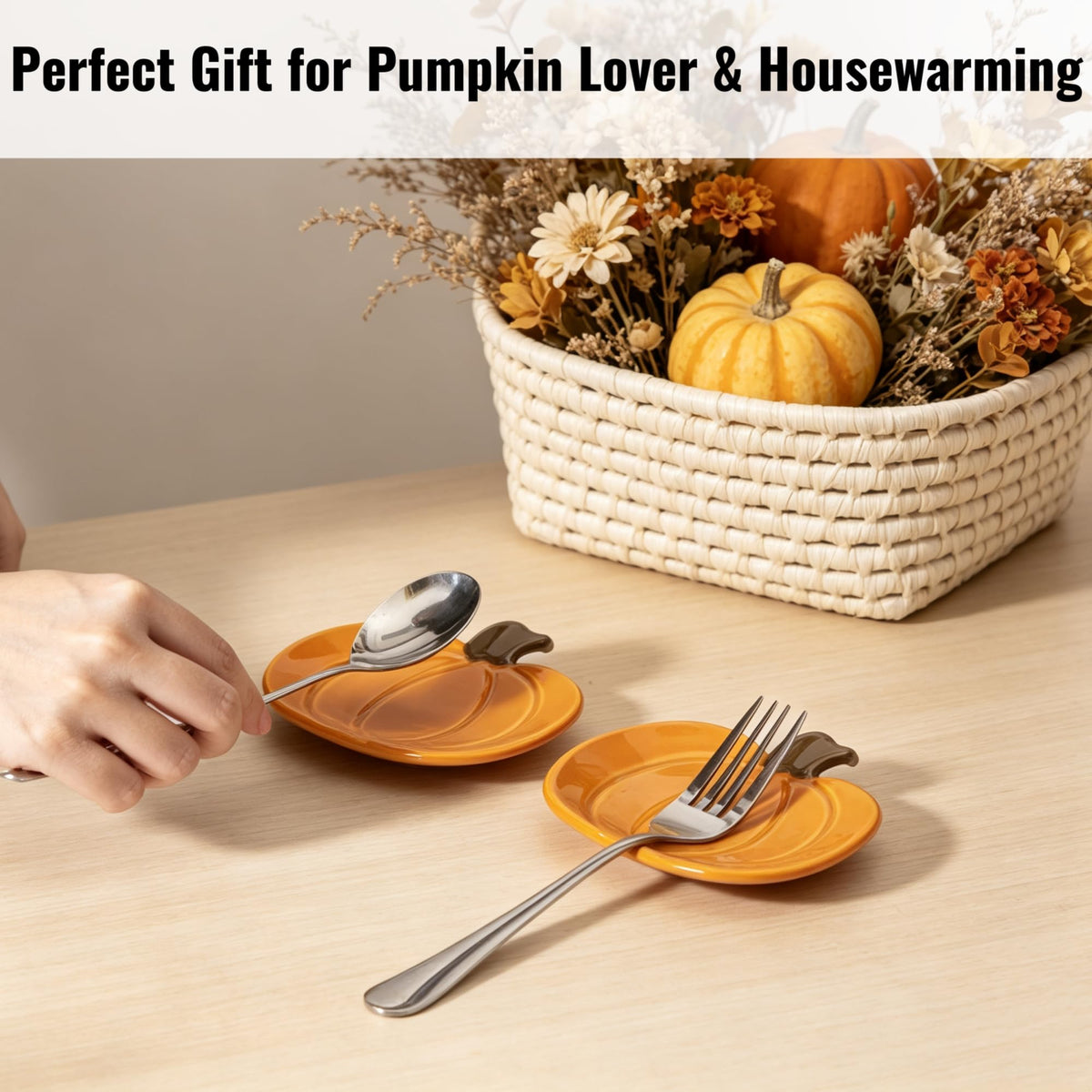 Maple Leaf Coffee Spoon Rest, Orange, Set of 3