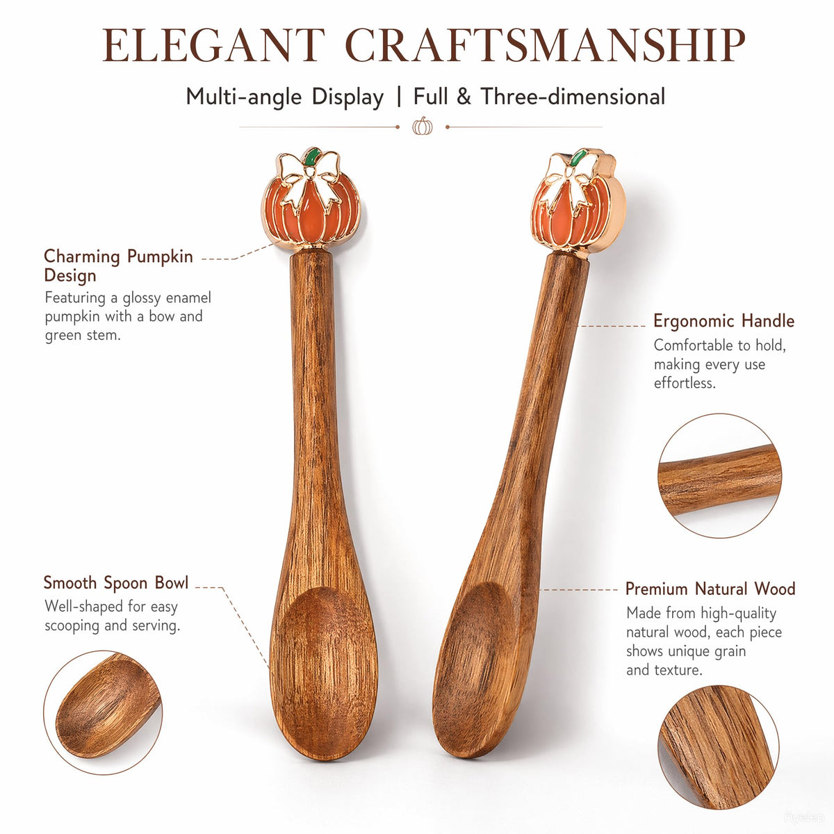 4PCS Acacia Wooden Coffee Spoons, 5.1 Inch Mini Teaspoons