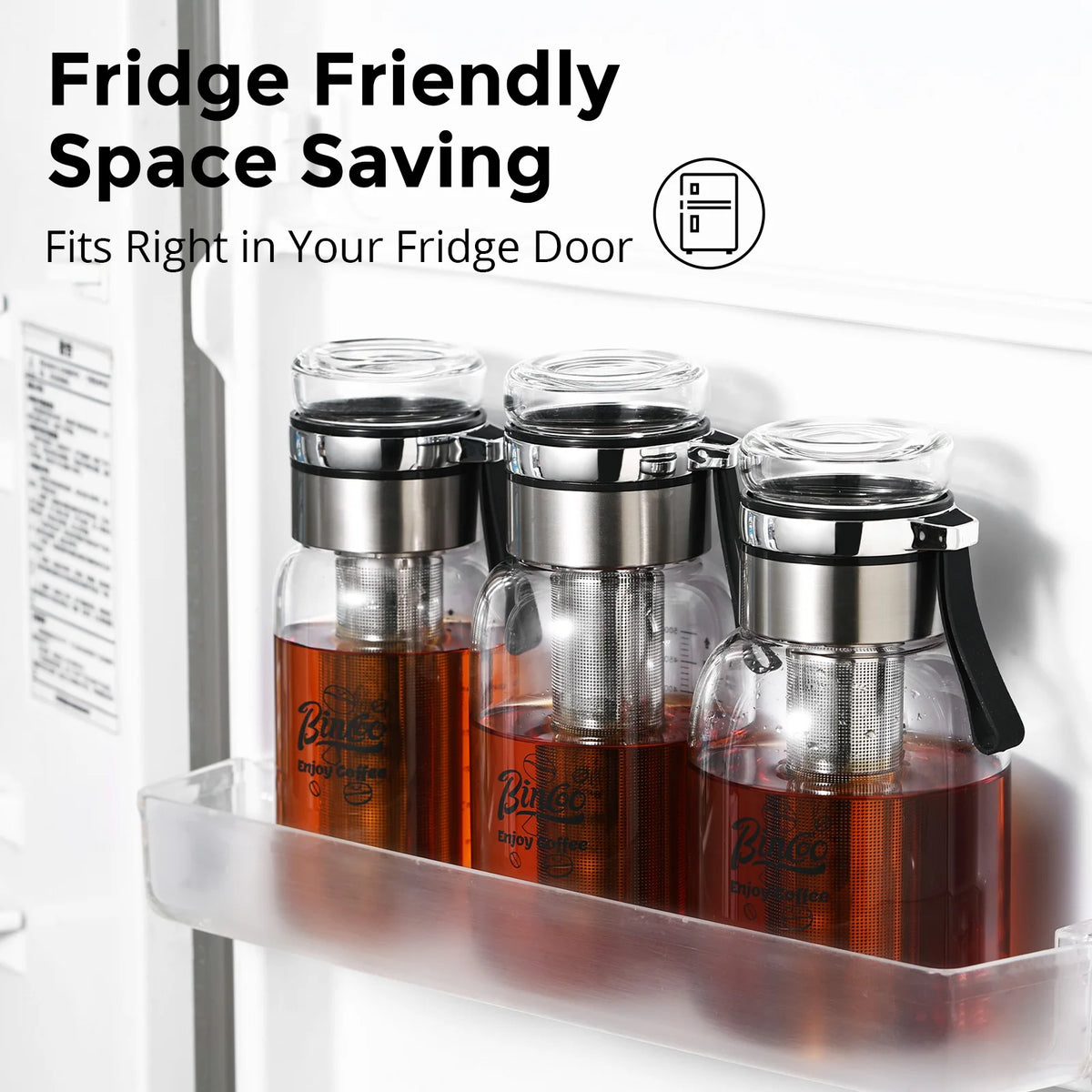 Bin Coo Glass Cold Brew Coffee & Tea Maker with Stainless Steel Infuser