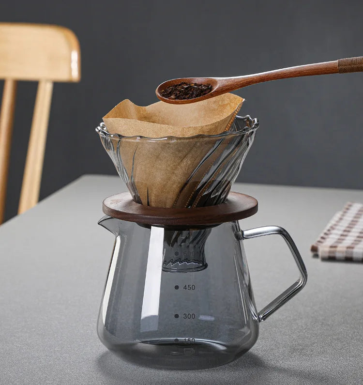 Glass Pour Over Coffee Maker Set with Carafe & Reusable Dripper – 300 mL / 600 mL
