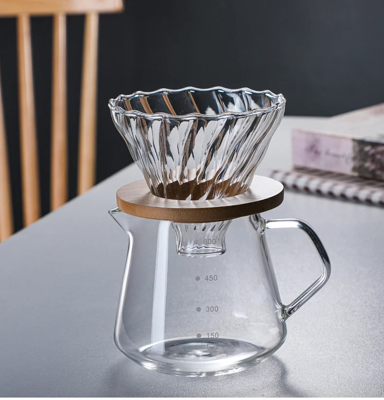 Glass Pour Over Coffee Maker Set with Carafe & Reusable Dripper – 300 mL / 600 mL