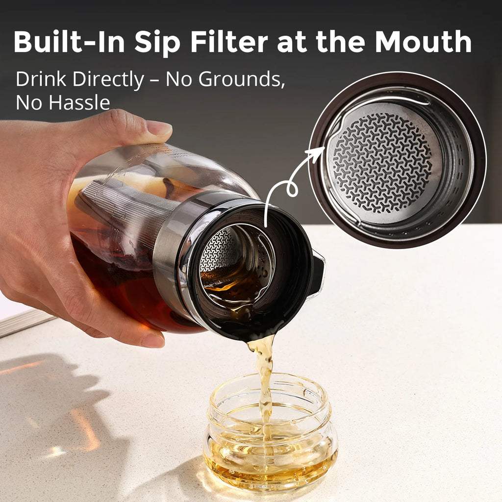 Bin Coo Glass Cold Brew Coffee & Tea Maker with Stainless Steel Infuser
