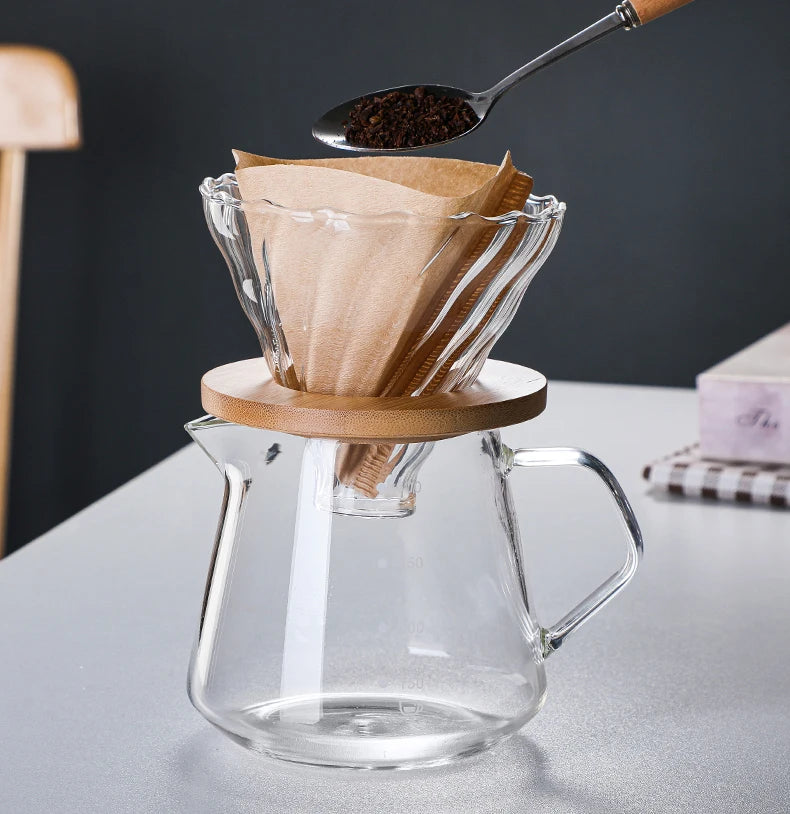 Glass Pour Over Coffee Maker Set with Carafe & Reusable Dripper – 300 mL / 600 mL