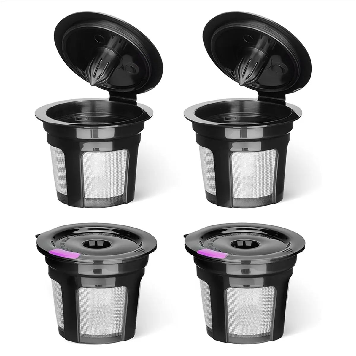 Reusable K-Cup Coffee Pods with Stainless Steel Filters – 4 Pack