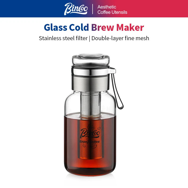 Bin Coo Glass Cold Brew Coffee & Tea Maker with Stainless Steel Infuser