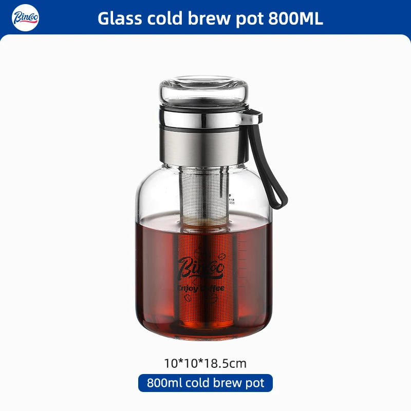 Bin Coo Glass Cold Brew Coffee & Tea Maker with Stainless Steel Infuser