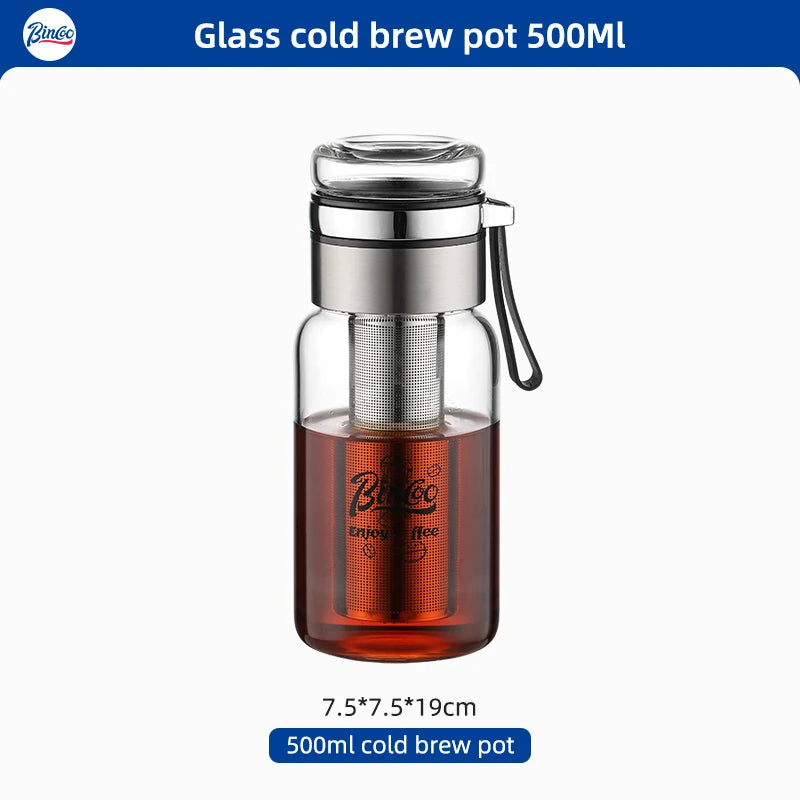 Bin Coo Glass Cold Brew Coffee & Tea Maker with Stainless Steel Infuser