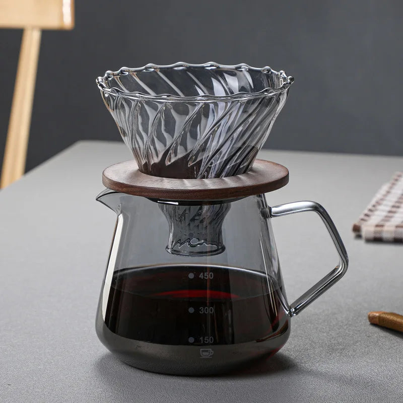 Glass Pour Over Coffee Maker Set with Carafe & Reusable Dripper – 300 mL / 600 mL